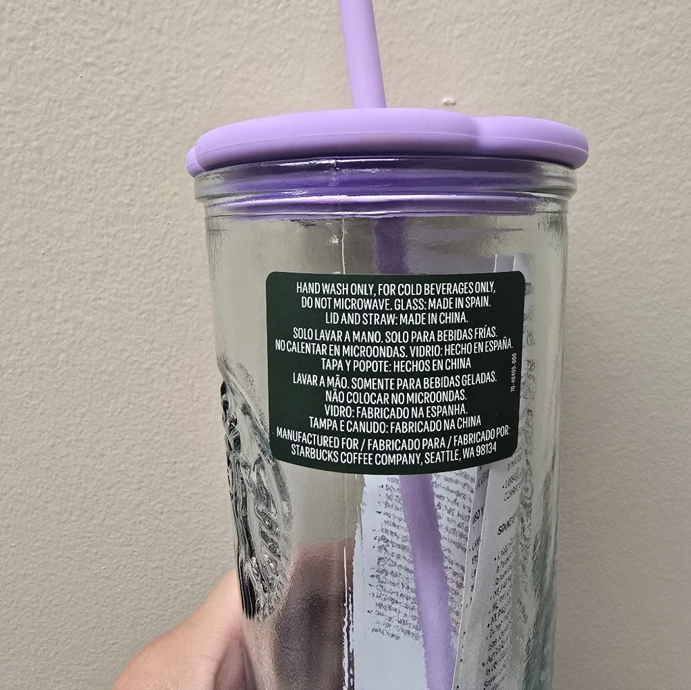 NWT Starbucks 2026 Easter LATAM Recycled Glass With Silicon Flower Shaped Lid